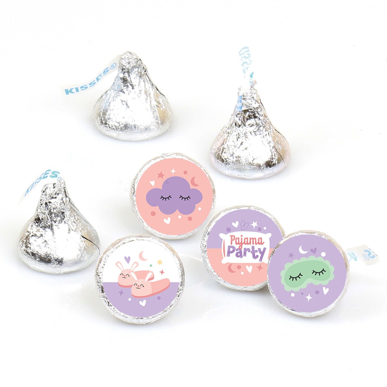 Big Dot of Happiness Pajama Slumber Party - Girls Sleepover Birthday Party Round Candy Sticker Favors - Labels Fits Chocolate Candy (1 sheet of 108)